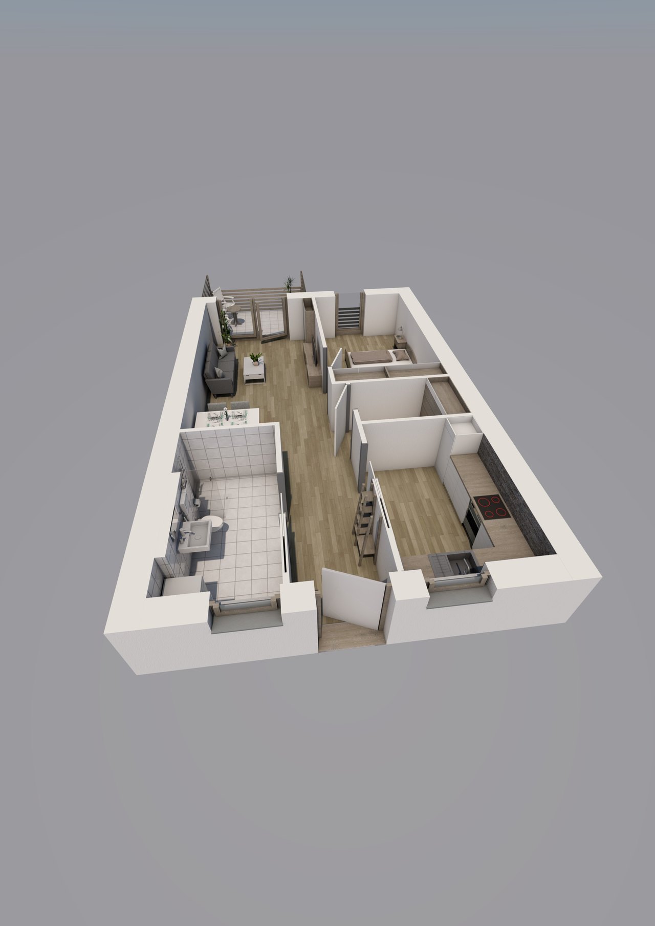 Grundriss Wohnung Typ B, 2 Zimmer