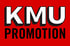 Weißer Text „KMU PROMOTION“ auf rotem Hintergrund.