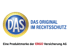 DAS Logo mit goldenem Ring und blauem Zentrum, daneben "DAS ORIGINAL IM RECHTSSCHUTZ", darunter "Eine Produktmarke der ERGO Versicherung AG".