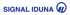 Blaues "SIGNAL IDUNA"-Logo mit einem kreisförmigen Symbol aus zwei diagonalen Strichen.