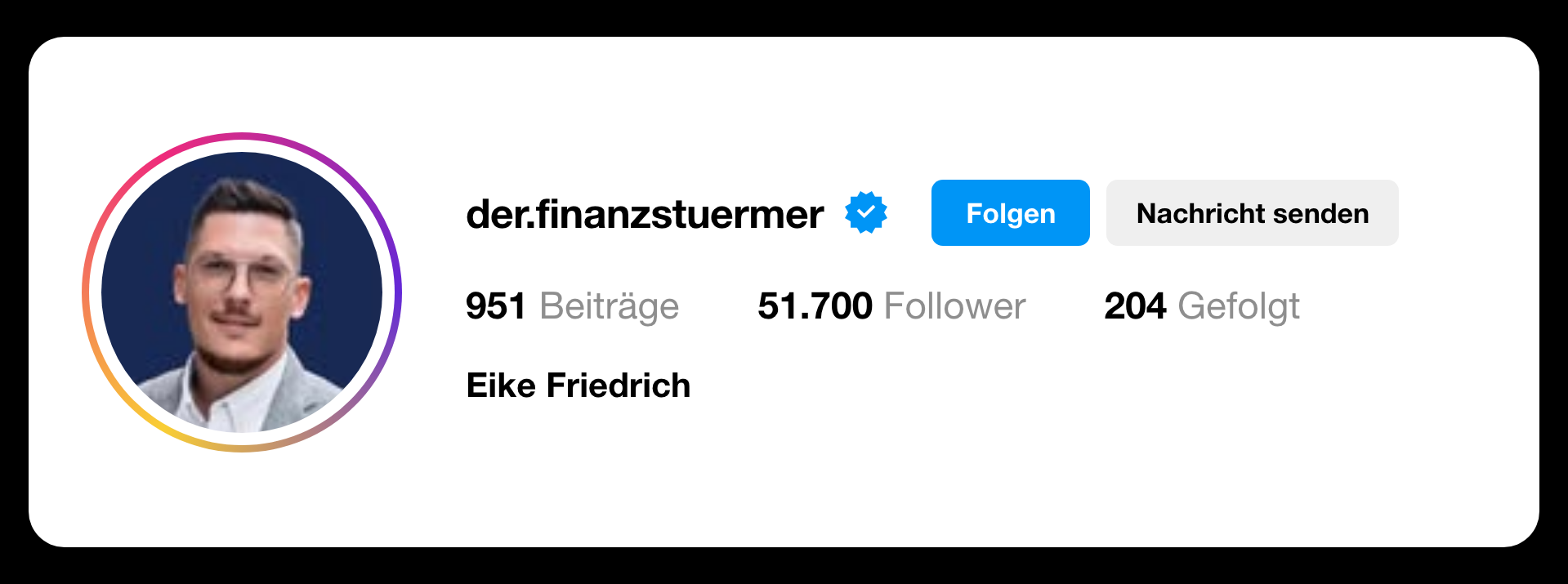 Instagram-Profil der.finanzstuermer