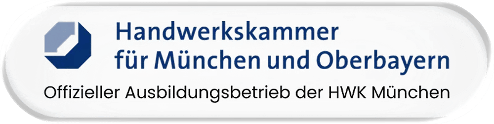 Logo der Handwerkskammer für München und Oberbayern, offizieller Ausbildungsbetrieb der HWK München.