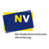 NV Logo mit gelbem und blauem Rechteck, darunter "Die Niederösterreichische Versicherung" in Schwarz.
