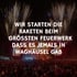 Feuerwerk über einer Konzertbühne mit Text: Wir starten die Raketen beim größten Feuerwerk dass es jemals in Waghäusel gab.