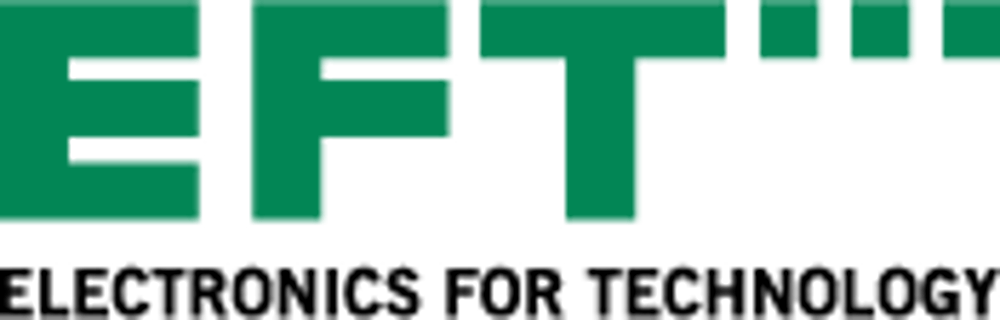 Grünes "EFT" Logo über dem Text "ELECTRONICS FOR TECHNOLOGY" in Schwarz.