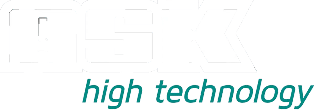 Logo von ASK mit "high technology" in Kleinbuchstaben darunter.