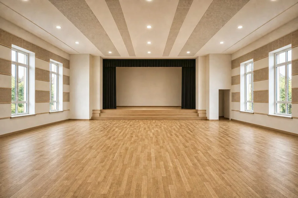 Gemeindesaal vor und nach dem Ausbau