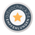 Rundes Siegel von advocheck24 Empfehlungen mit einem gelben Stern in der Mitte auf grauem und weißem Hintergrund.