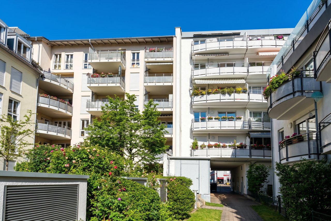 Blick vom Balkon in den Innenhof – Landsberger Straße 209