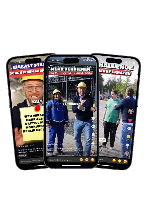 Drei Videos der BEW-Kampagne auf Smartphones