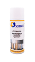 Schrass Citrus-Reiniger Sprühdose, Spezialreiniger mit natürlichen Wirkstoffen vor schwarzem Hintergrund.