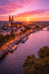 Stadt Magdeburg bei Sonnenuntergang