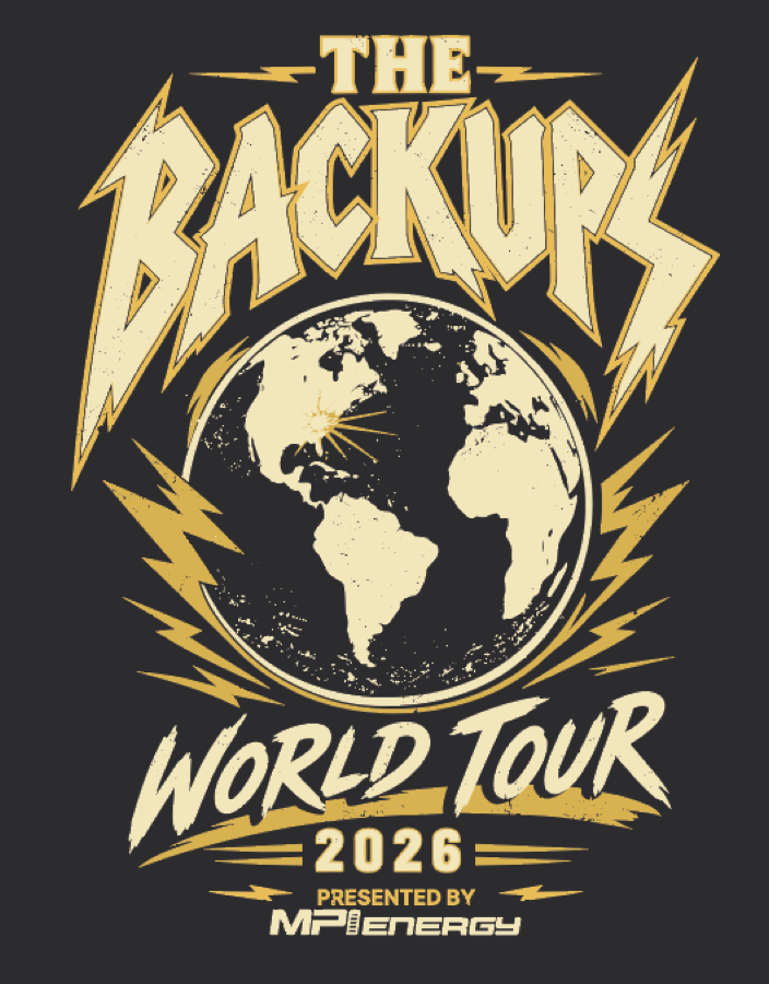The Backups World Tour 2026 shirt design, presented by MPI Energy