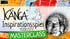 Känga Inspirationsspiel Masterclass-Logo mit Känguru, Text und Porträt von Jörg Lehmann vor abstrakter Kunst.