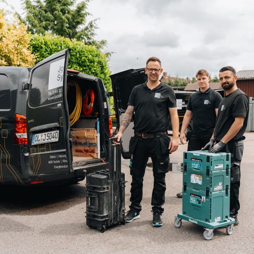 Team der Jodeit Systeme GmbH vor dem Firmenwagen
