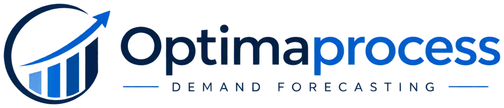 Optimaprocess logo with an upward-pointing arrow over a bar chart and the text "DEMAND FORECASTING".