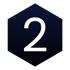 Schwarzes Hexagon mit der weißen Ziffer 2 in der Mitte.