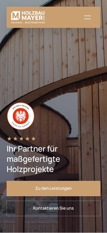 Website von Holzbau Mayer in der Handy-Ansicht