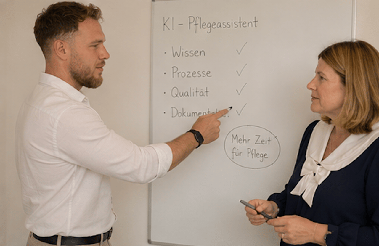 Tatjana und Alexander, Gründerteam des KI-Pflegeassistenten