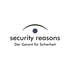 security reasons Logo: blauer Punkt unter schwarzem Bogen, darunter Text "security reasons Der Garant für Sicherheit"