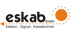 Eskab GmbH Logo mit Text "Elektro-, Signal-, Kabeltechnik" und orangefarbenem Kreis.