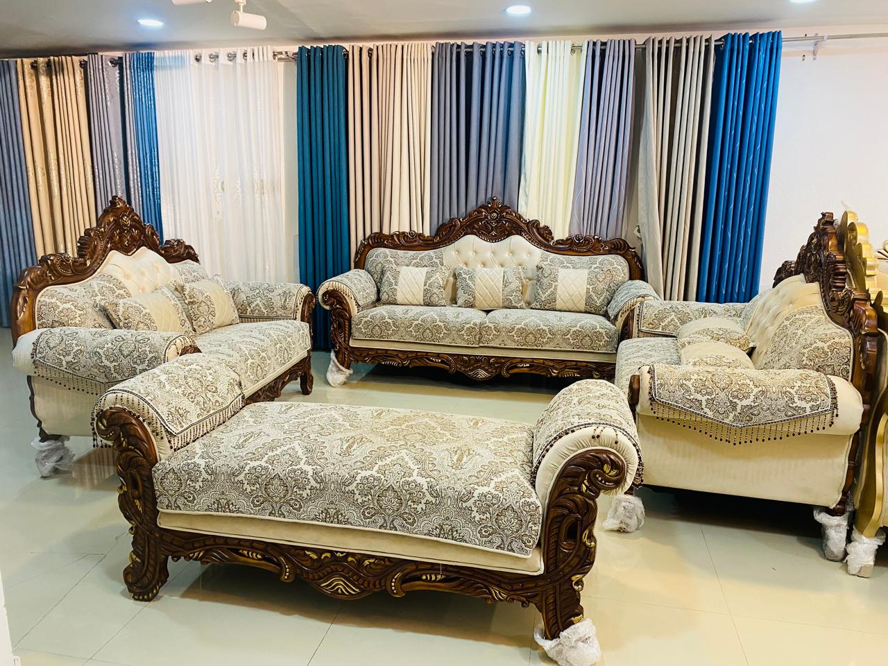 Damask Carved Sofa Set