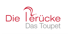 Rotes Logo mit "Die Perücke" und "Das Toupet" in Grau.