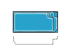 Rechteckiger Pool mit blauer Wasseroberfläche und integrierten Treppenstufen, darunter eine Seitenansicht des Beckenprofils.