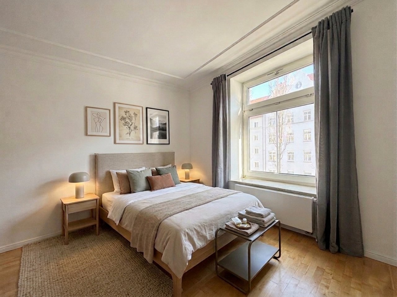 Schlaf- oder Gästezimmer, möbliert visualisiert