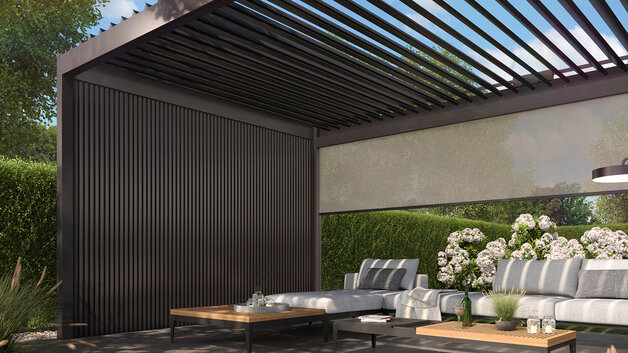 Lamellendach als Outdoor-Lounge