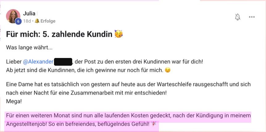 Julia: 5. zahlende Kundin