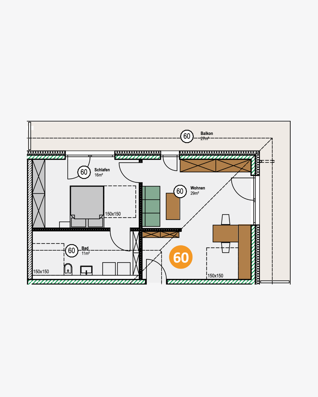 Grundriss Wohnung 60