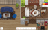 Overhead view of two virtual office spaces with couches, rugs, tables, bookshelves, and plants.
