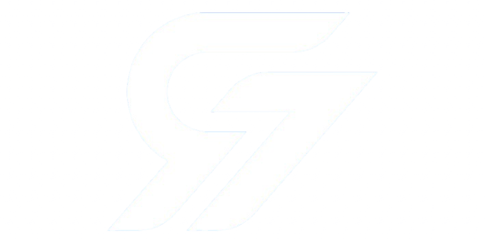 Weißes, stilisiertes Logo der Buchstaben R und G in kursiver, moderner Schrift auf schwarzem Hintergrund.
