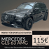 Schwarzer Mercedes-Benz GLS 63 AMG; Text: "PERFEKT FÜR SPORTLICHE FAHRTEN", "ab 115€ Tagesmiete"