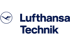 Dunkelblaues Lufthansa Technik Logo mit Kranich-Symbol auf schwarzem Hintergrund.