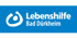 Logo Lebenshilfe Bad Dürkheim: Weißes stilisierte Figur auf blauem Hintergrund, rechts der Schriftzug.