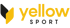 Logo Yellow Sport, żółty tekst i geometryczny symbol.
