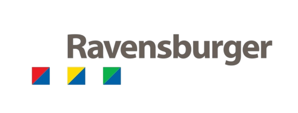 Ravensburger Logo mit drei Quadraten: Rot-Blau, Gelb-Blau und Grün-Blau.
