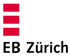 Logo von EB Zürich mit drei roten Balken und schwarzem Text "EB Zürich".