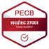 Abzeichen mit "PECB ISO/IEC 27001 Lead Auditor" und einem Häkchen.