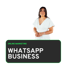 Eine Frau mit dem Titel "WHATSAPP BUSINESS".