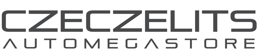 CZEZELITS AUTOMAGASTORE Logo in dunkelgrauer Schrift auf grünem Hintergrund.