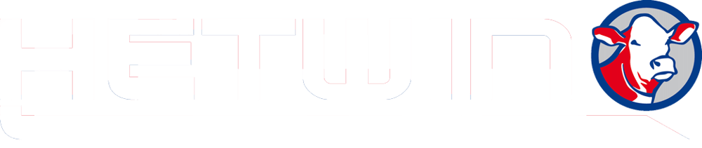 HETWIN Logo mit Kuhkopf in Rot und Weiß, umgeben von einem blauen Kreis.