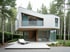 Flexibles Mehrgenerationen-Modulhaus mit Glasfassade in moderner Architektur mitten im Wald
