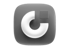 Graues quadratisches App-Icon mit einem weißen, stilisierten Buchstaben C, der in der Mitte offen ist.