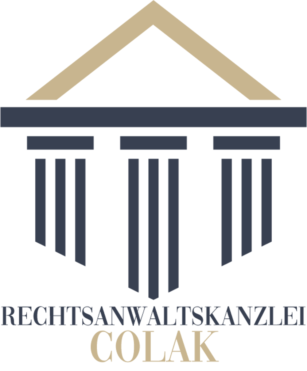 Logo: Weißes Säulenportal mit Dach auf grünem Grund, darunter "RECHTSANWALTSKANZLEI COLAK".