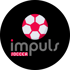Logo: „impuls SOCCER“ in Weiß und Rot unter einem roten und weißen Fußball auf schwarzem Grund.