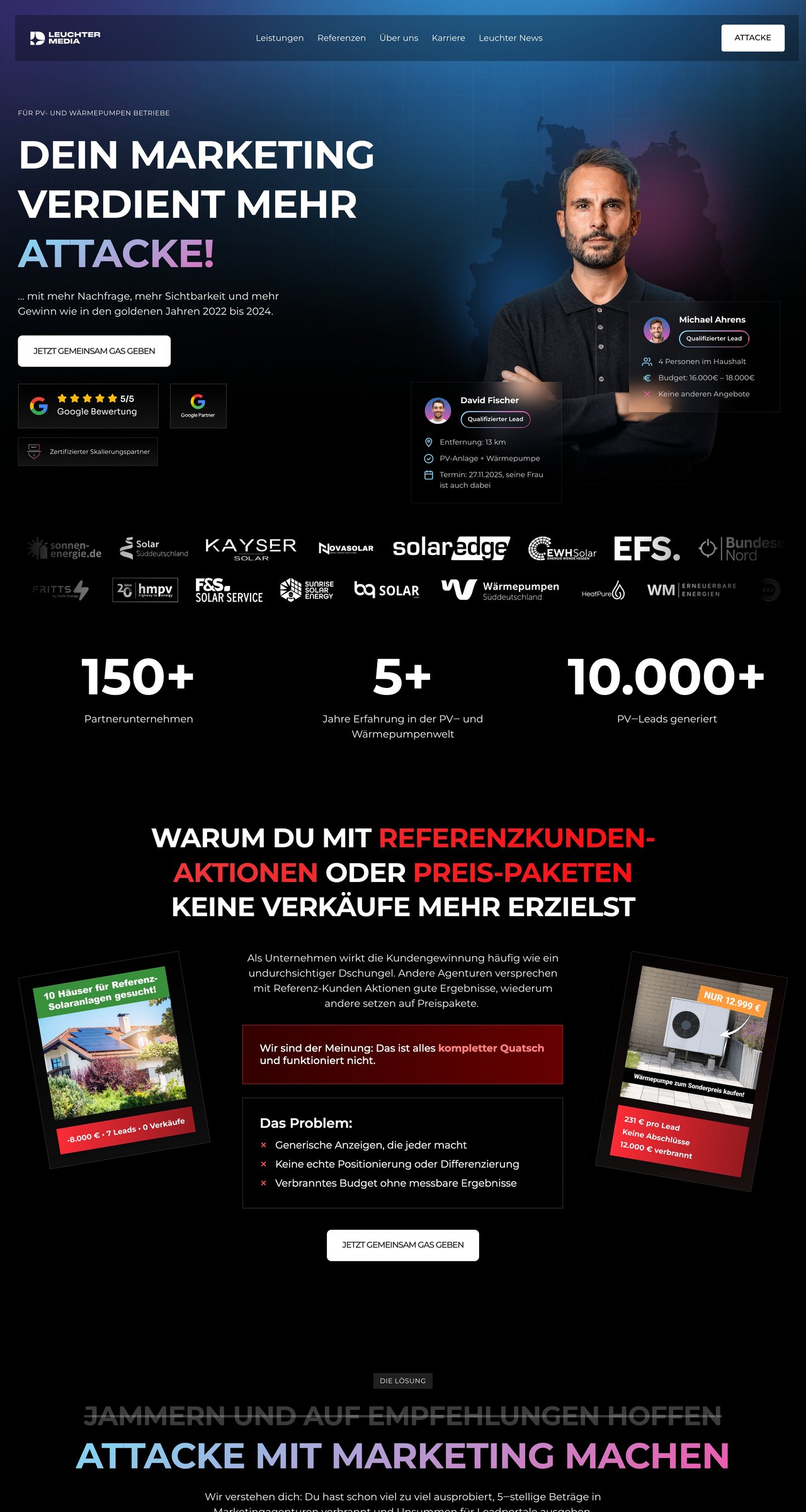 Leuchter Media website, first three screens