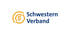 Logo des Schwesternverbandes mit orangefarbenem Spiral-Symbol und blauem Text "Schwestern Verband".